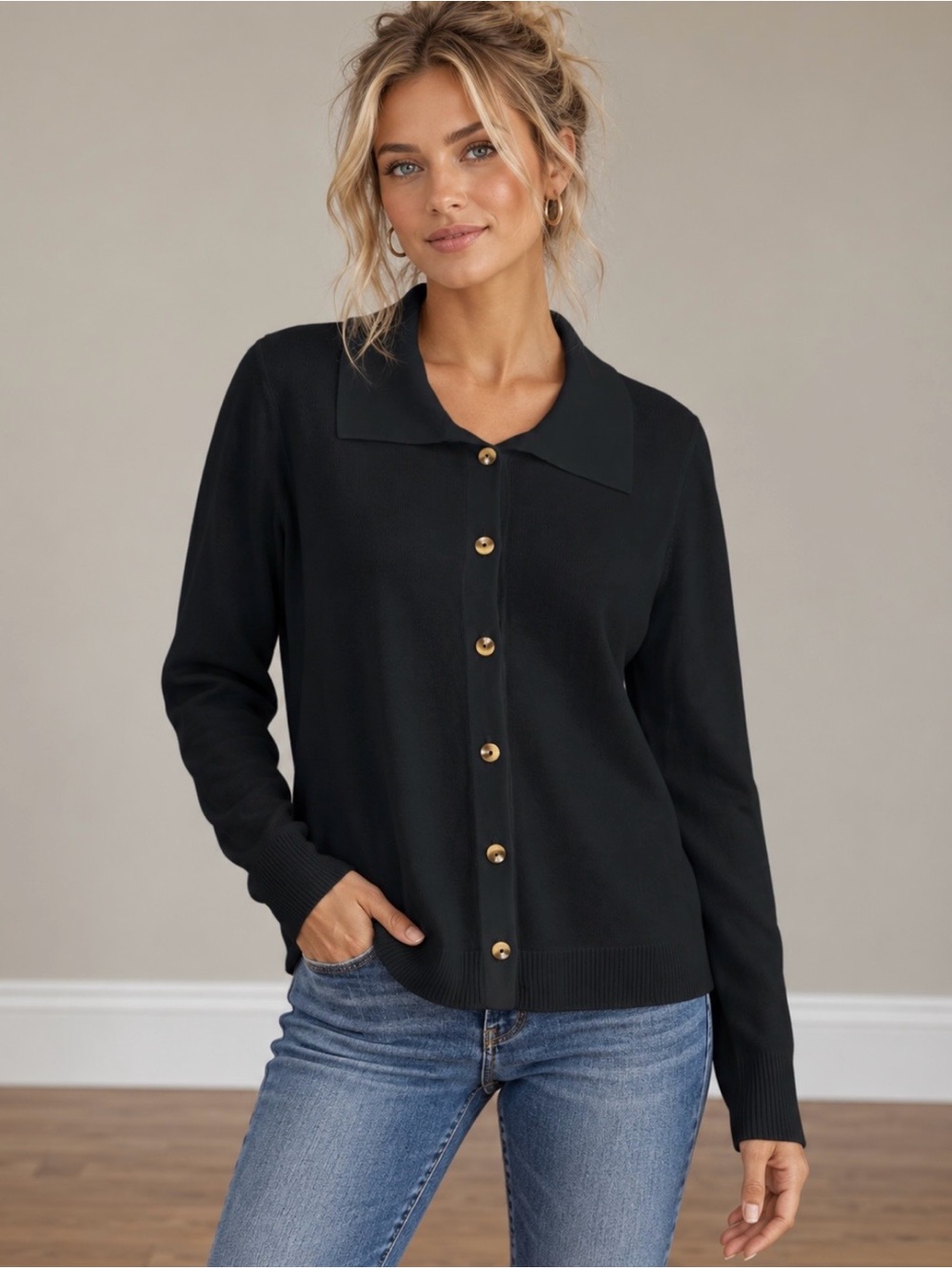 NWT Karen Scott Women’s Plus Size Spread Collar Cardigan